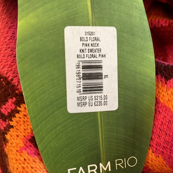 NWT Farm Rio pink bold floral knit sweater with one shoulder cut out, size XL - Picture 10 of 10